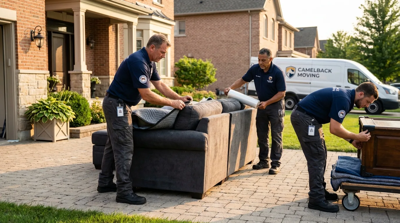 Large estate moving crew wrapping furniture in Leakey, TX